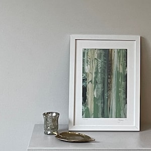 Beautiful sage green gold and grey abstract wall art painting home decor animal print nature
