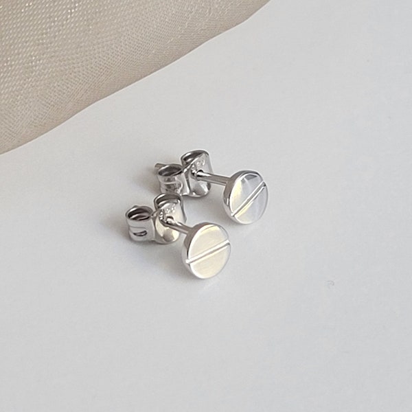 Boucles d'oreilles à tige en forme d'ongle cool100 % argent 925 pour hommes et femmes, ligne à vis en argent sterling, boucles d'oreilles à tête de clou, boucles d'oreilles à vis à tête plate