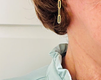 Minimalist Gold Plated 925 Silver Paperclip Earrings - Everyday Elegance