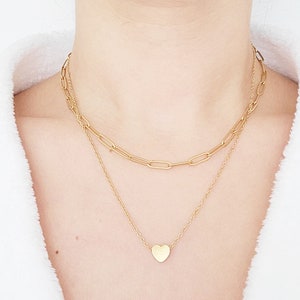 18K Gold Plated Paper Clip Chain, Adjustable Stainless Steel Link Necklace Image 8