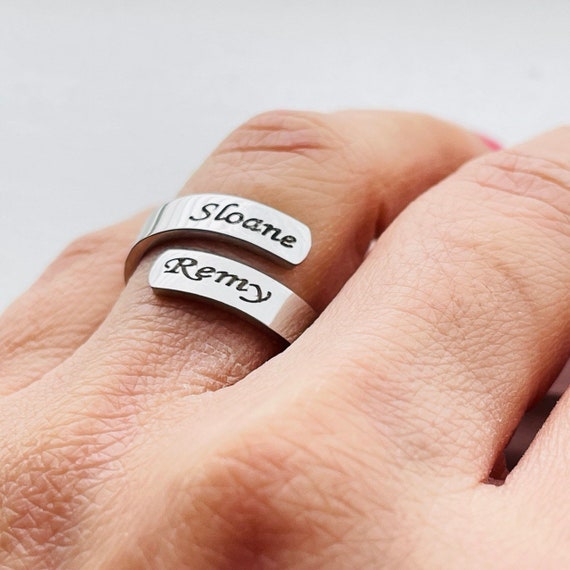 Custom Engraved Adjustable Name Ring With Birthstones – Black Diamonds New York