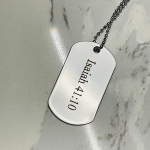 Engravable Silver Dog Tag Pendant with Ball Chain, Dog tag Necklace for Men And Women