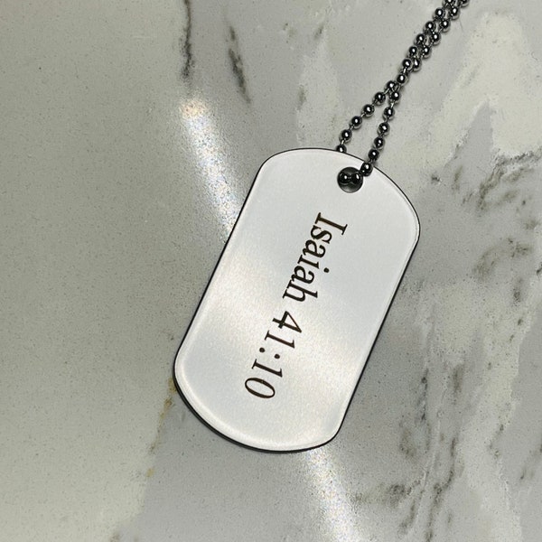 Silver Dog Tag Pendant, Engraved Dog Tag Necklace, Custom Medical Alert Necklace For Men, Custom Dog Tags Military Pendant With Ball Chain