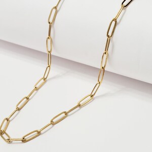18K Gold Plated Paper Clip Chain, Adjustable Stainless Steel Link Necklace Image 7