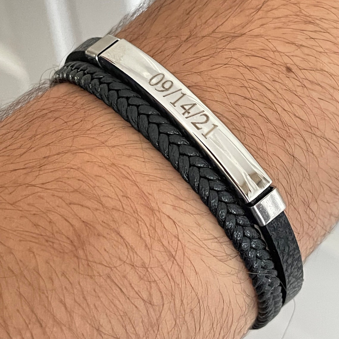 Custom Name Bracelet for Men Engraved Bar Bracelet for Men Etsy