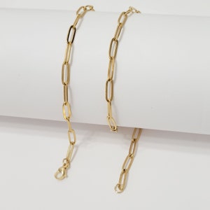 18K Gold Plated Paper Clip Chain, Adjustable Stainless Steel Link Necklace Image 4