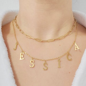 18K Gold Plated Paper Clip Chain, Adjustable Stainless Steel Link Necklace Image 6