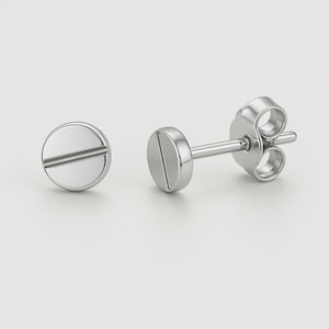 Boucles d'oreilles en argent sterling massif 925 à tête vissée pour homme femme, bijoux punk industriels uniques, cadeau de boucle d'oreille en argent minimaliste