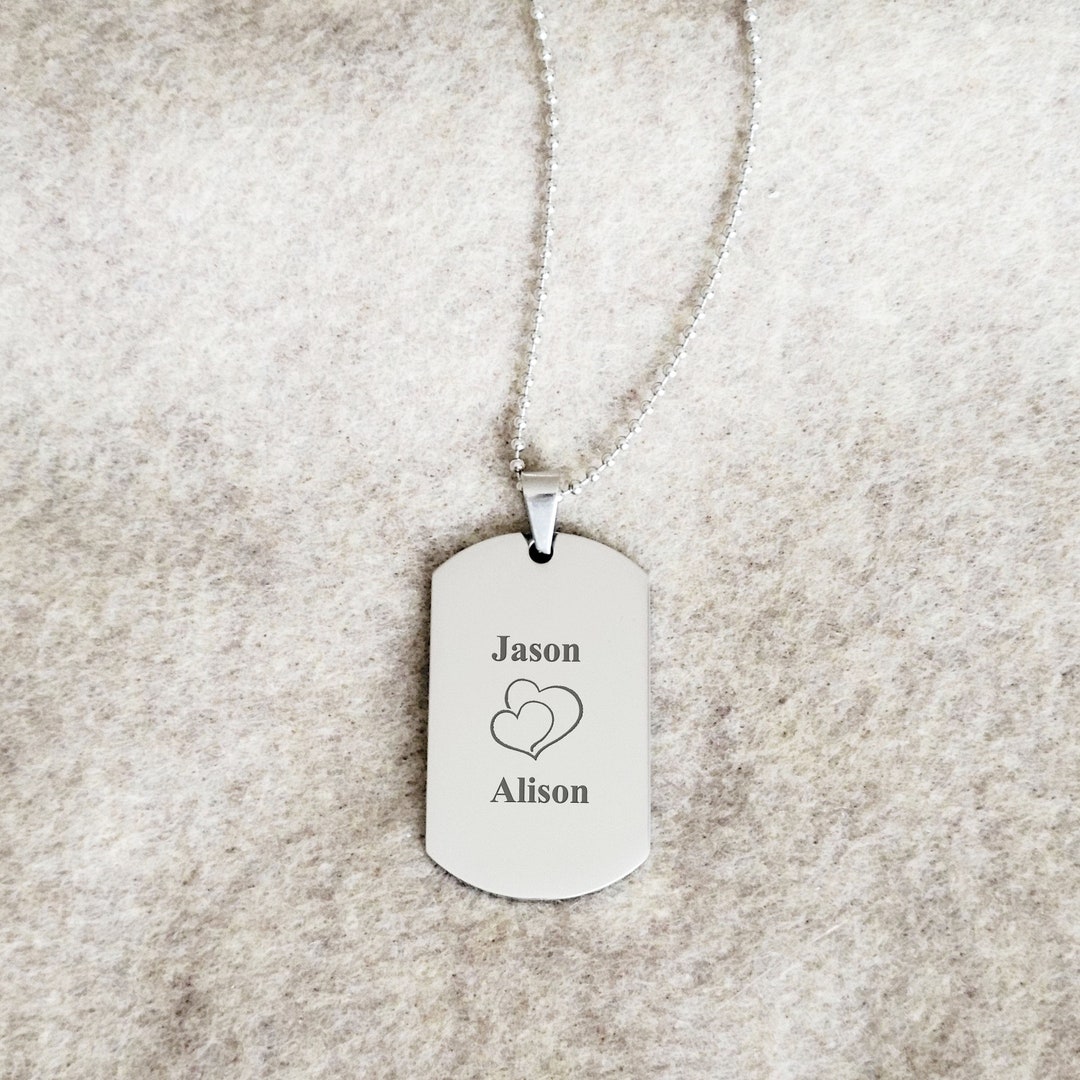 Silver Dog Tag Pendant Engraved Dog Tag Necklace Custom Etsy Canada