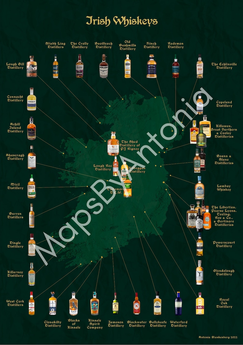 Irish Whiskey Distilleries Map