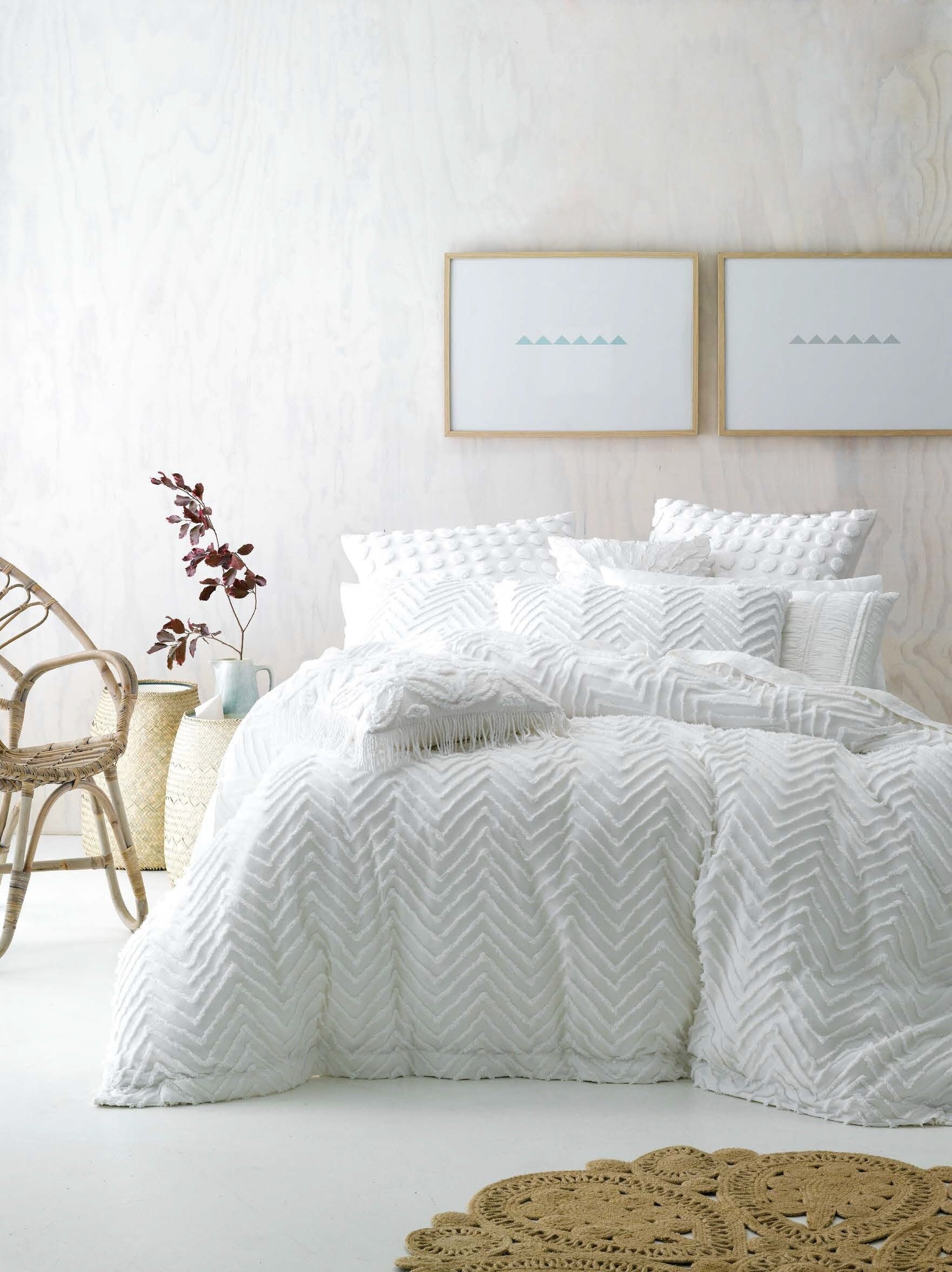 Cotton Chenille Tufted Quilt Cover Set White Etsy Australia