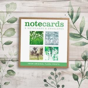 Notitiekaartpakket gemengde wilde bloemen, linokaart voor haar, verjaardagskaart voor moeder, bloemkunstwerk voor haar, cadeauset VK