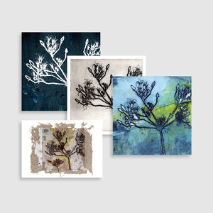 Cartões de felicitações de arte de sementes de inverno, cartão de impressão Flora para ela, cartão de aniversário para mãe, irmã, arte de flores, baralho de cartões, notelets, conjunto de presente