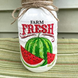 Farmhouse, Country Decor, Summer Centerpiece, Watermelon, Ball mason Jar, Twine, Gift