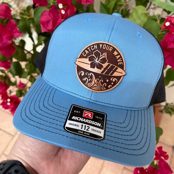 Catch Your Wave Hat Laser Engraved Leather Patch Hat Richardson