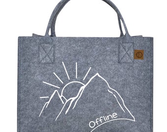 Filztasche Berge / mit großem Innenfach / Filztasche / / Einkaufstasche / Geschenkidee / Shopper aus Filz / Bergmotiv / Berggrafik