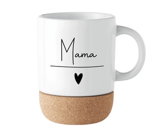 Personalized ceramic mug with cork - special gift for mom, dad or anyone you love