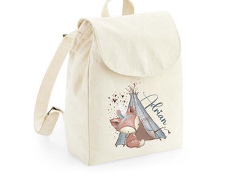 Kinderrucksack personalisiert - Fuchsis Abenteuer, Kinderrucksack, Kita Rucksack, Rucksack Kindergarten, Biobaumwolle, Kindergartenrucksack