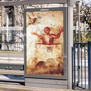 Noah beten in der Arche Heilige Marcellinus & Peter Katakombe 3. AD Gemälde Tapisserie katholische christliche christlich Ikone Bibel Schrift Christus Geschenk