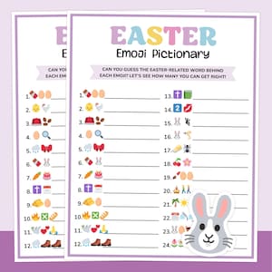 Easter Emoji Pictionary Game, Easter Emoji Game Printable, Easter Game Emoji, Easter Emoji Quiz, Guess the Emoji, Fun Easter Games for Kids