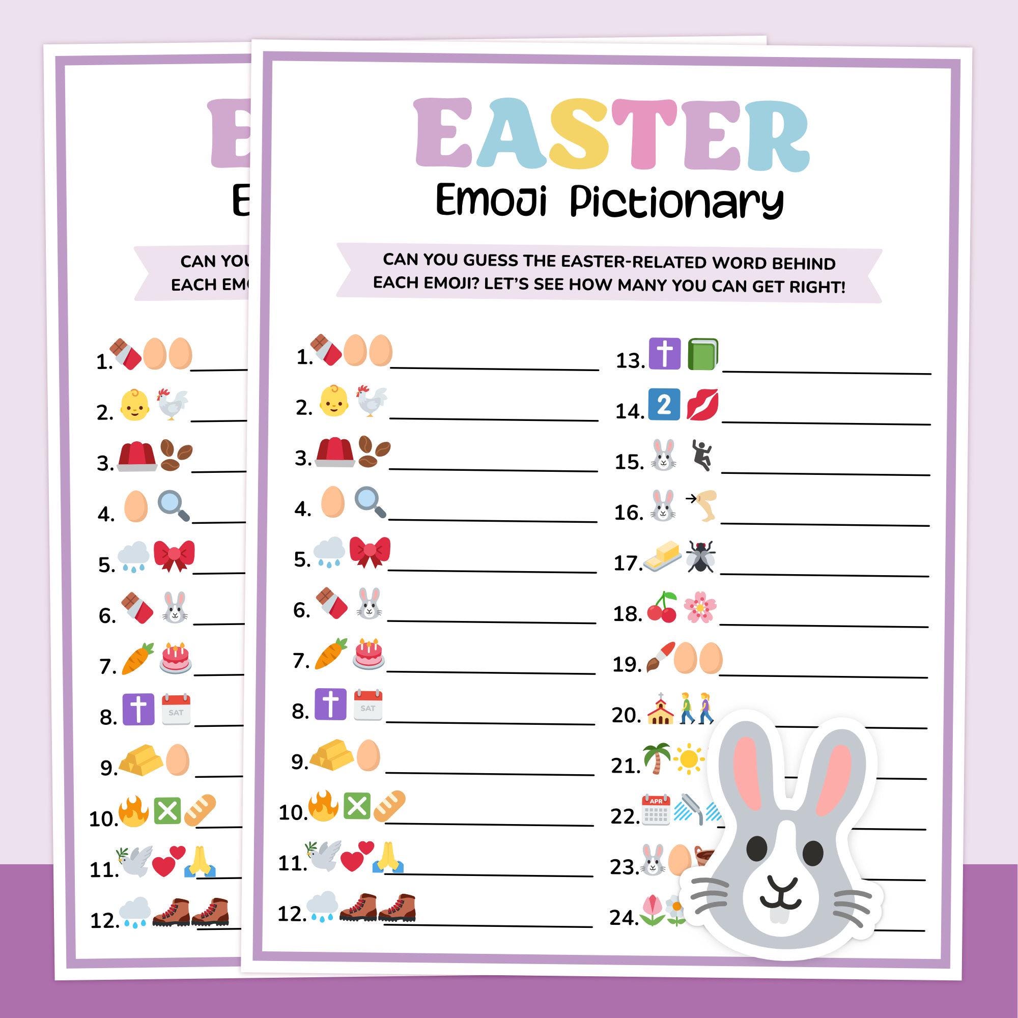 Easter Emoji Pictionary Game, Easter Emoji Game Printable, Easter…