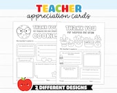 Teacher Appreciation Week Card, Printable Thank You Teacher Coloring Page, All About My Teacher Questionnaire Flyer, Last Day of School Gift