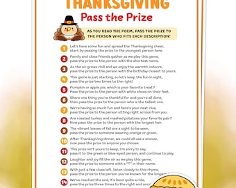 Thanksgiving Pass the Prize Game, Pass the Prize Thanksgiving Game, Thanksgiving Pass the Present, Pass the Gift Game, Thanksgiving Games