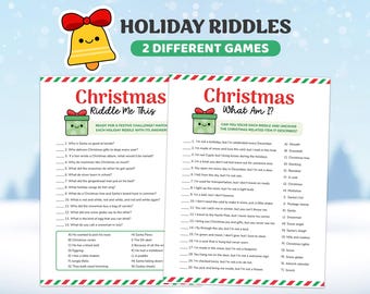 Christmas Riddles Game, Holiday Riddles and Jokes, Riddle Me This Christmas Games for Kids, Classroom Christmas Printables, Christmas Party