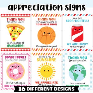 Teacher Appreciation Signs Bundle, Printable Teacher Appreciation Week Signs, Team Thank You Signs, Staff Appreciation Signs, Table Posters