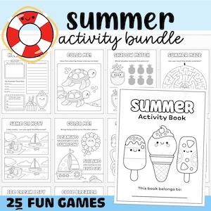 Summer Activity Book for Kids, Summer Activity Sheets, Summer Activity Bundle Printable, Summer Games Bundle, Summer Kids Activities, Party