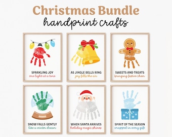 Christmas Handprint Footprint Art Bundle, Christmas Handprint Art, Baby Handprint Craft, Fun DIY Toddler Printables, Daycare Memory Keepsake