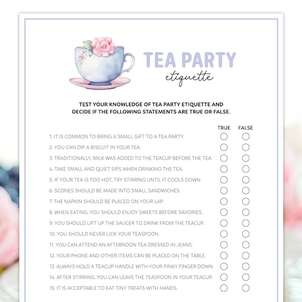Tea Party Game Etsy