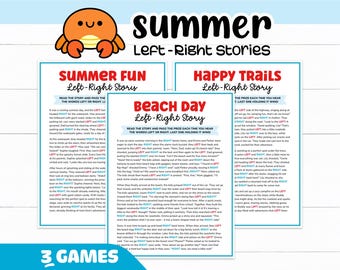 Left Right Summer Game, Summer Left Right Game, Left Right Poem, Pass the Gift Exchange Story, Summer Pass the Prize Game Kids, Party Games