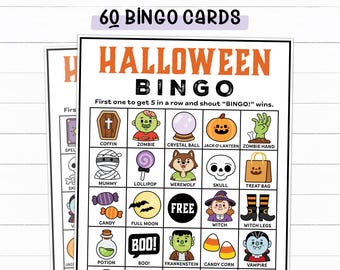 Halloween Bingo Game, Printable Halloween Bingo Cards, Spooky Picture Bingo, Halloween Class Activity, Fun Halloween Party Games for Kids
