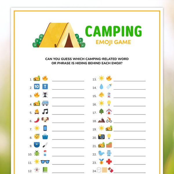 Camping Trivia Game, Camping Quiz Games, Camp Questions, Camping ...
