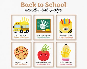 Back to School Handprint Art Bundle, First Day of School Handprint Craft, Preschool Kindergarten Keepsake Pack, Teacher Handprint Template