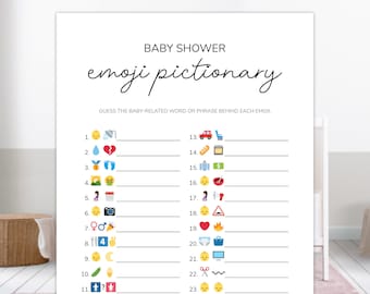 Baby Shower Emoji Game, Baby Emoji Game, Baby Emoji Quiz, Baby Emoji Pictionary, Baby Shower Games, Baby Sprinkle, Minimalist Gender Neutral