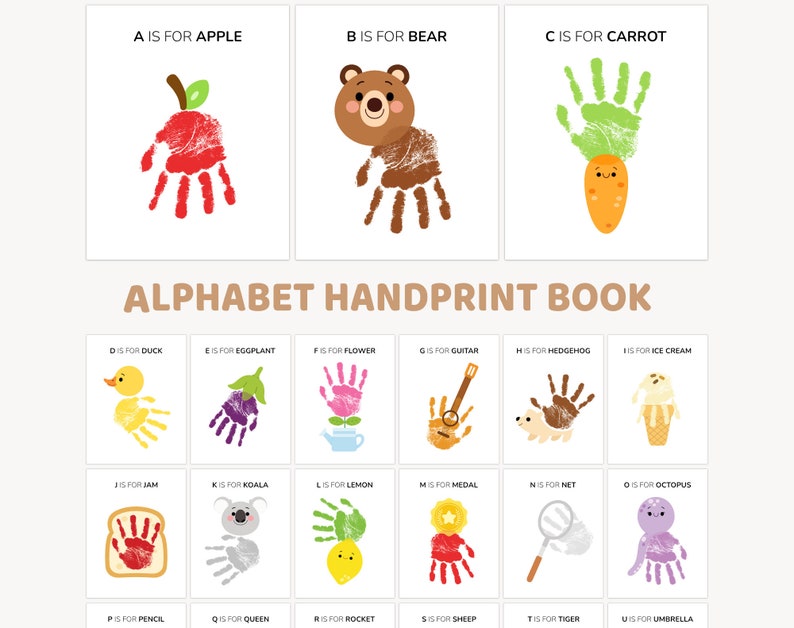 Handprint Alphabet Book, Alphabet Handprint Art Bundle, Alphabet
