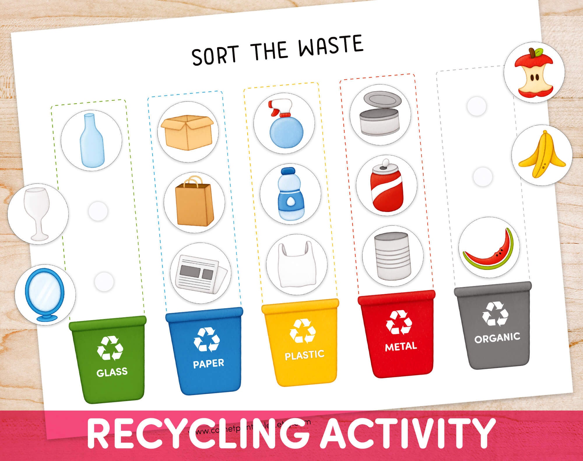 waste sorting preschool learning game earth day printable etsy