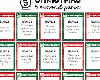 Christmas 5 Second Game, 5 Second Christmas Game, Holiday Think Fast, Christmas Activity for Kids, Adults, Classroom or Office Party Games