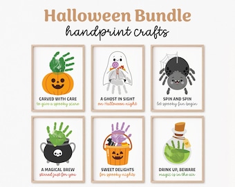Halloween Handprint Craft for Preschool, Kindergarten, or Daycare, Kids Halloween Handprint Art Bundle, Toddler or Baby Handprint Template