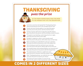 Thanksgiving Pass the Prize Game, Pass the Prize Thanksgiving Game, Thanksgiving Pass the Present, Pass the Gift Game, Thanksgiving Games