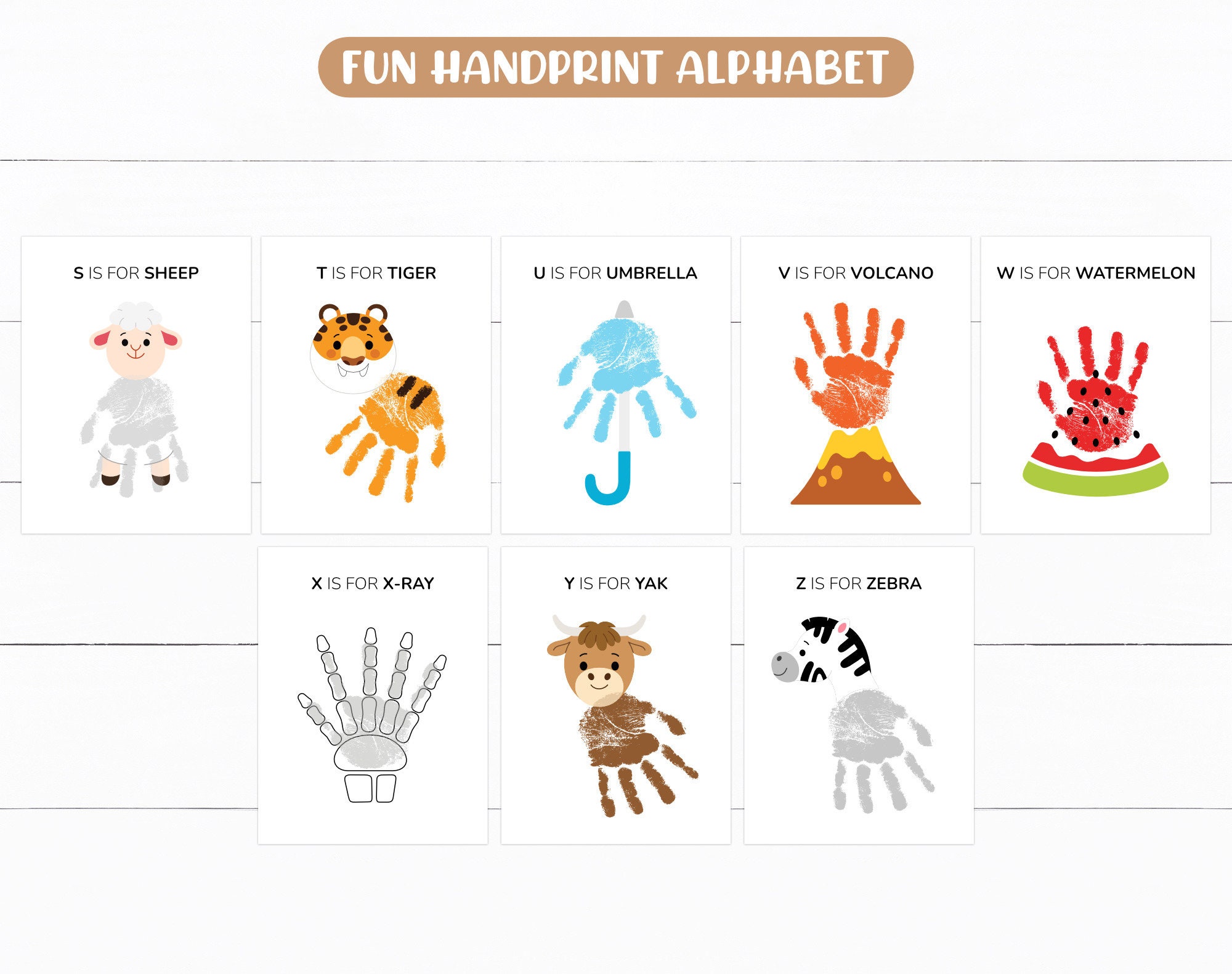 Handprint Alphabet Book, Alphabet Handprint Art Bundle, Alphabet