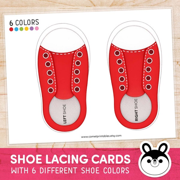 Shoe Lacing Practice, Printable Shoe Tying Cards, Lacing Worksheets, Toddler Shoelaces Activity, Busy Book Pages, Learning Binder, Preschool