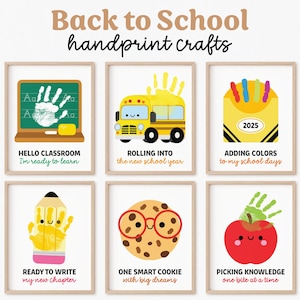 Back to School Handprint Art Bundle, First Day of School Handprint Craft, Preschool Kindergarten Keepsake Pack, Teacher Handprint Template