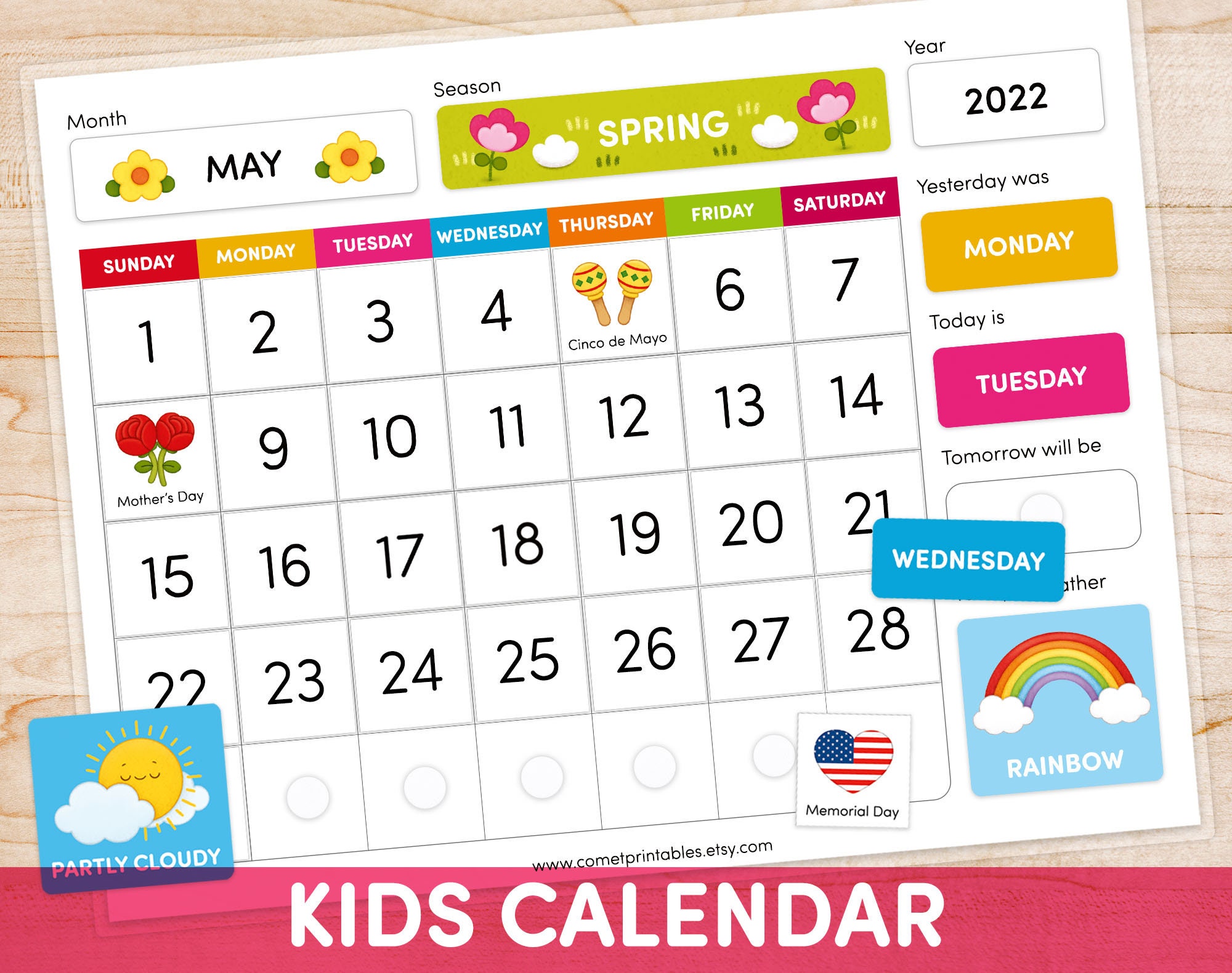 Perpetual Kids Calendar Homeschool Wall Calendar Morning Etsy