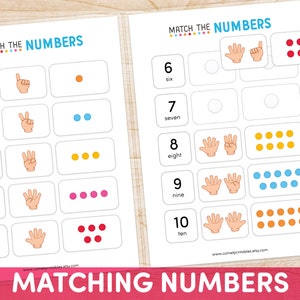 Count and Match Preschool Activity, Printable Counting Activity, Toddler Numbers Matching, Homeschool Kindergarten, Busy Book Worksheet