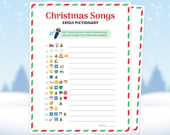 Christmas Emoji Pictionary Game, Emoji Christmas Game, Christmas Songs Emoji, Holiday Music Emoji, Guess the Emoji, Christmas Party Games