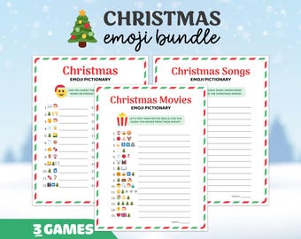 Christmas Emoji Pictionary Game, Christmas Emoji Game, Christmas Movies Emoji, Printable Guess the Emoji Quiz, Family Christmas Party Games