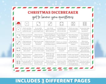 Weihnachts-Eisbrecher, Weihnachtswürfelspiel, Kennenlern-Fragen, Tischgespräch, Familiengespräche, Team-Gespräche